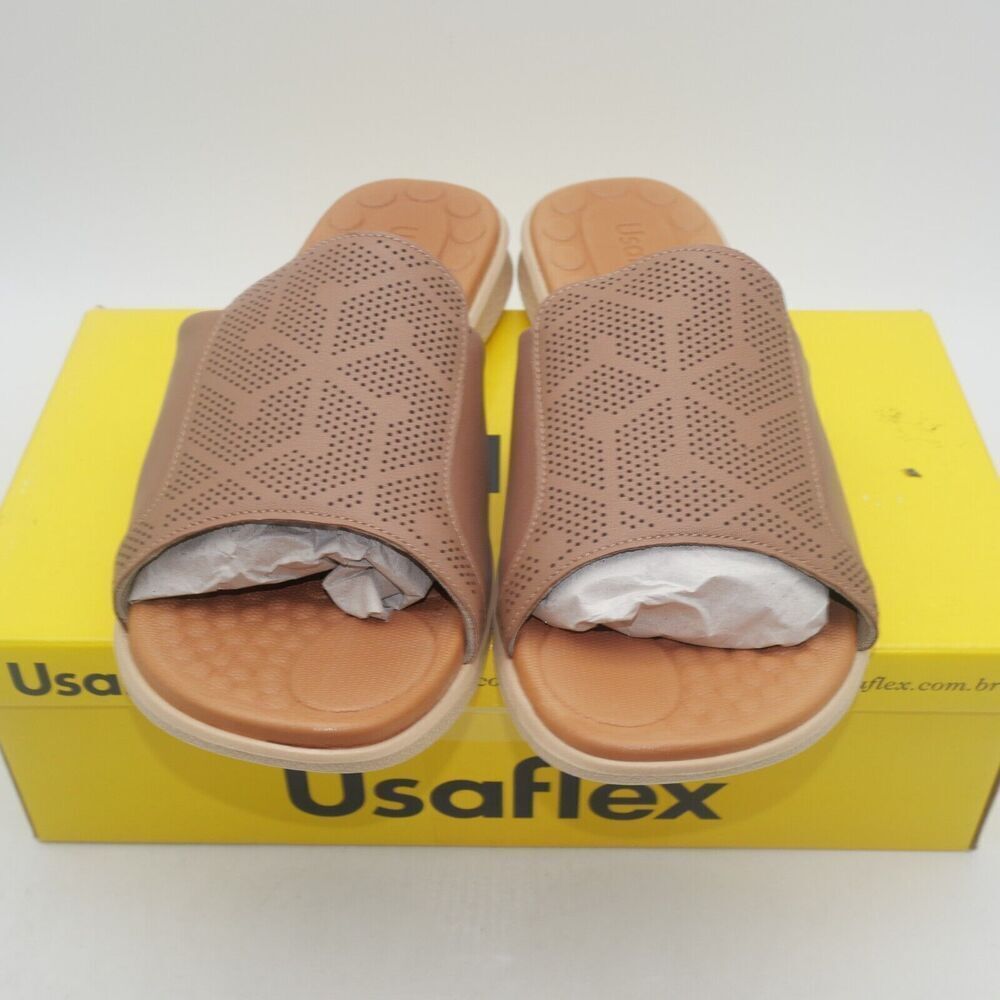 NEW Women's 10 Bunion Comfort Tan Brown Sandals Slides USAflex sold at Hammacher - Picture 3 of 9